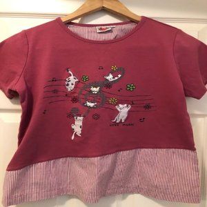 Cat Playing Music Graphics crop top with ruffles Size XL